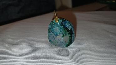 torba za rame: Privjesak od prirodnog kamena (agata/žadački tip uzorka) sa bogatim — 1