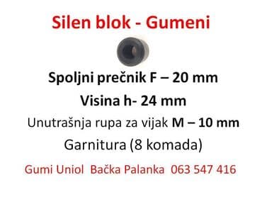 Agregati: Gumeni silen blokovi – više dimenzija Dostupne varijante: - F18 × h20 — 4