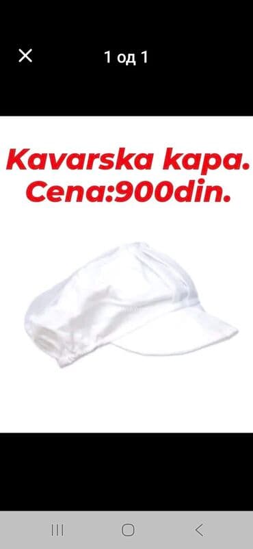 bele mokasine: Kuharska kapa – bela, klasičnog dizajna sa šiltom. Praktična za — 1