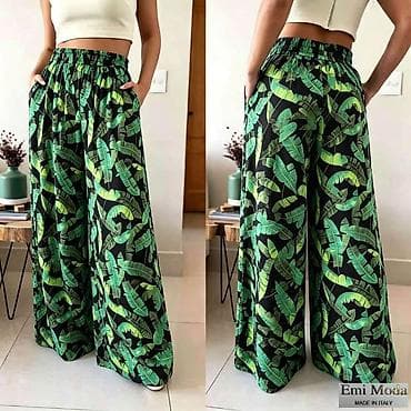 tople pantalone: Ženske široke pantalone sa printom – Emi Moda, Made in Italy - Kroj — 3