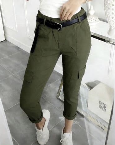 torbe b: 💫Ženske cargo pantalone 7/8 dužine sa elastičnim pojasom i kaišem — 6