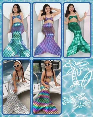 kabanice za devojcice: 🧜🏼‍♀️ Sirena trodelni kupaći kostimi 🥰 Veličine od 2 do 14 godina — 1