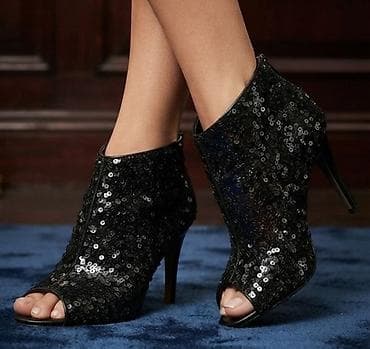 cipele najvise gracelaniz deichman a: Crne ženske gležnjače sa šljokicama i otvorenim prstima - Elegantne — 1