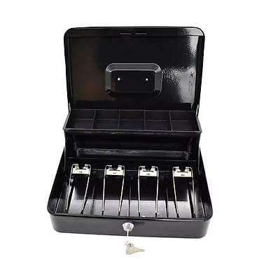 Prehrambeni proizvodi: Crna metalna kutija za novac, idealna za organizovanje gotovine i — 1