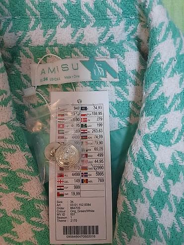 Women's Clothing: Ženski blejzer sa karo/houndstooth šarom u mint zelenoj i beloj — 5