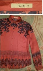 M (EU 38), Silk, Floral, Single-colored, color - Red