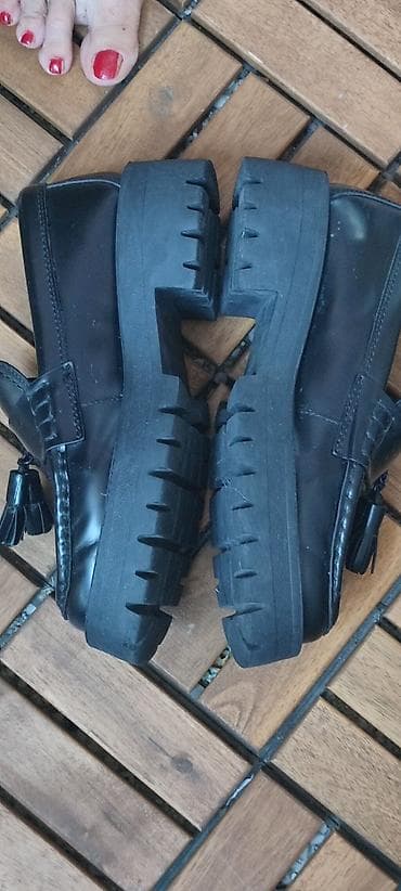 cipele zenske mokasine: Massimo Dutti br 37,ug23,kozne,visoki sjaj,preudobne,kao nove.Teget — 8
