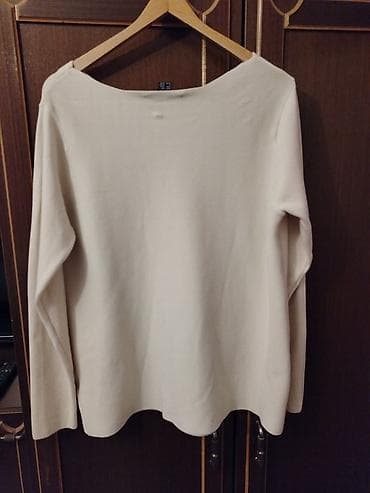 bez bluze: Ženska bluza/džemper, bež/ekru boje, dugih rukava. - Kroj: ravna — 2