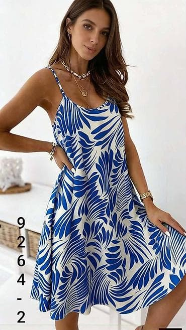 pantera haljine: Letnja haljina na tanke bretele - Kroj: lepršava A-linija, midi — 3