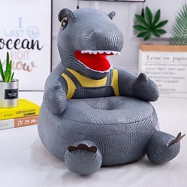 Nameštaj: Foteljica za bebe Dino Grey – plišana dečija foteljica Mekana i — 1