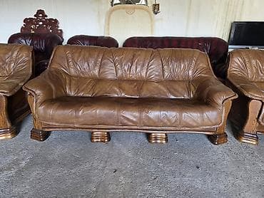 dekor platno za namestaj: Kožna garnitura za dnevnu sobu – 1 - Sastav: trosed i dve fotelje - — 2