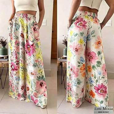 tople pantalone: Ženske široke pantalone sa printom – Emi Moda, Made in Italy - Kroj — 7
