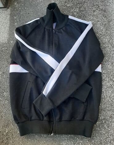 crno beli tech fleece: Duks, L (EU 52), bоја - Crna, Sa rajferšlusom — 4