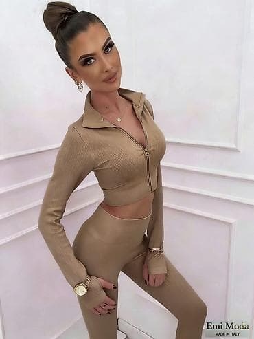 new balance patike crne zenske: Dvodelni ženski komplet. Crop duks sa polukragnom i rajsferšlusom sa — 3