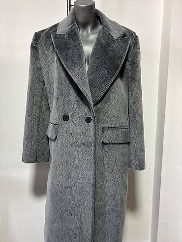 armani kaput: Ženski elegantni kaput – sivi, dugi kroj - Materijal: mekana — 5