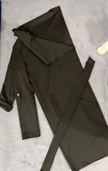 jesenji mantili: S (EU 36), Bez postave, Jednobojni, bоја - Crna — 2