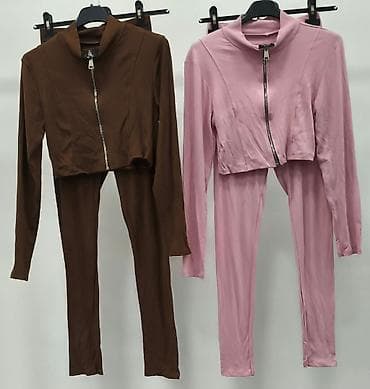 Dvodijelni ženski komplet – rebrasti materijal, visok struk gs - Set — 3