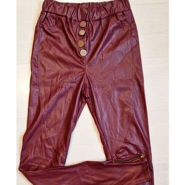 pantalone elipsa: Leather, color - Burgundy, Single-colored — 2