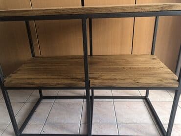 simpo trpezarijske stolice cene: Polica 
Dimenzije 76 x 35 x 60
Materijal: čelik firiket / drvo orah — 1