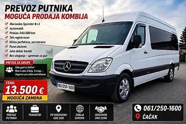 svastara oglasi usluge: Prevoz putnika – Srbija i Evropa (za grupe) Vozilo: Mercedes Sprinter — 2