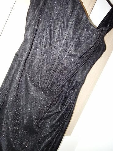 Elegantna crna večernja haljina sa štras sjajem - Boja: crna sa