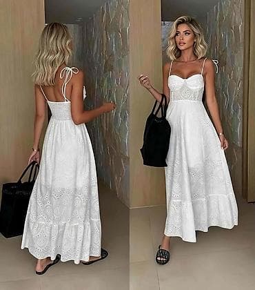 tirkizno zelena haljina: Haljina – 3600 din - Model: midi/maxi haljina od pamučne broderije — 1