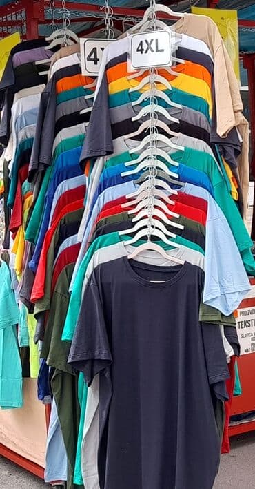 Džemperi: Majica na kratke rukave, 4XL, bоја - Šareno, Pamuk — 3