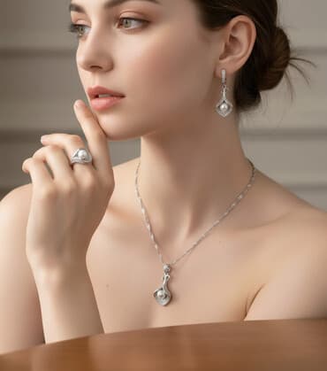 Handmade, Set: Minđuše, Ogrlica, Privezak, Materijal: Biser, Cirkon na lalafo.rs Handmade, Set: Minđuše, Ogrlica, Privezak, Materijal: Biser, Cirkon