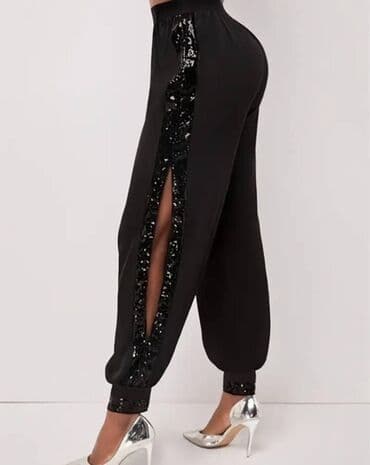 zenske pantalone za svecane prilike: 🖤Pantalone sa sljokicama 🖤Glatki Pamuk elastin 🖤Velicine XS S M L XL — 3