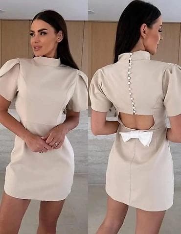 Haljine: Elegantna mini haljina sa puf rukavima i visokim okovratnikom - Kroj — 4