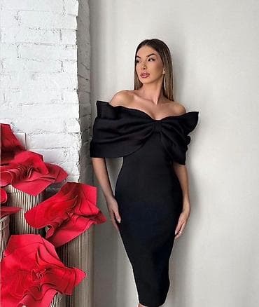 Haljine: Elegantna ženska haljina midi dužine sa spuštenim ramenima i — 4