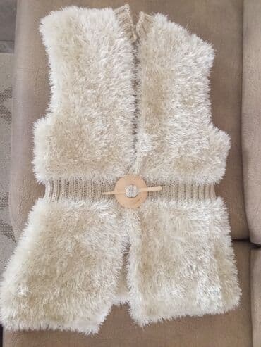 Plišani prsluk bez rukava, krem/bež bojeručni rad univerzalni -