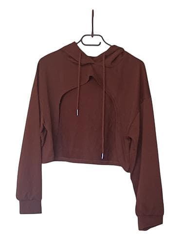 braon torbica: SHEIN Curve dukserica s kapuljačom, model 2XL. - Boja: topla smeđa - — 1