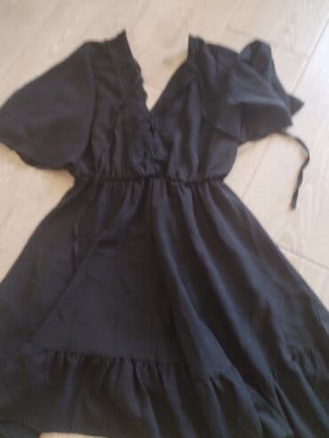 zara crna midi haljina: S (EU 36), color - Black, Short sleeves — 1