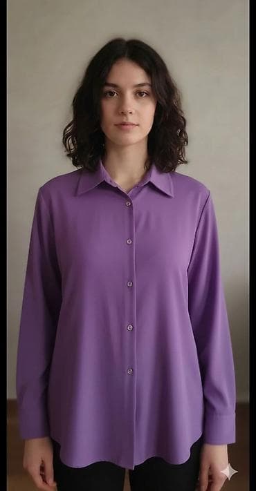 Ženska košulja – ljubičasta - Klasičan kroj sa ravnom siluetom - Dugi