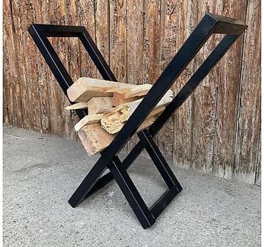 Desks and tables: Stalak za ogrev – metalni, modernog X dizajna - Materijal: čelični — 1