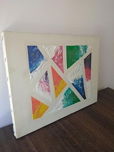 prodaja slika ulje na platnu: Apstraktna slika na platnu – geometrijska kompozicija Dimenzije  — 1