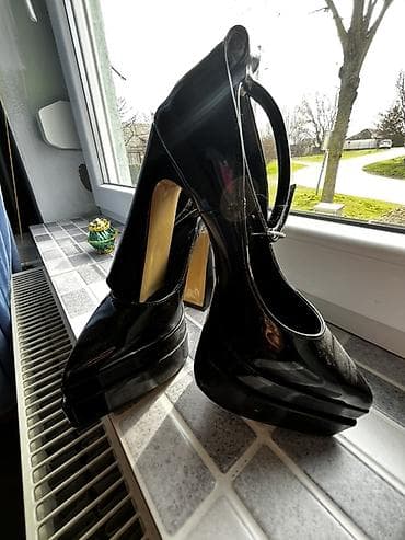 espadrile zenske replay: Crne sjajne ženske štikle s platformom - Model: klasične salonke sa — 1