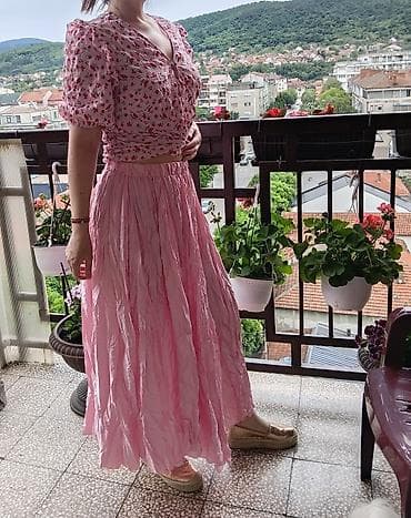 hm bluze: Roze maksi suknja – plisirana, svilenkastog sjaja m do l - Boja — 2