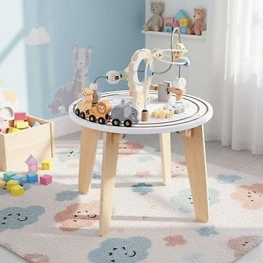 kreativni konstruktor: Drveni 5u1 edukativni interaktivni sto za decu – ECOTOYS Šifra — 2