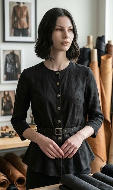 bluza tommy hilfiger: Ženska bluza sa pojasom – crna - Kroj: strukirani peplum kroj koji — 1