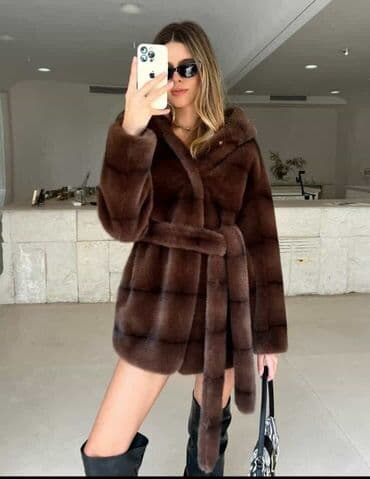 vuneni kaputi beograd: One size, Sa postavom, Veštačko krzno, bоја - Braon — 1