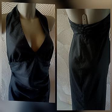 kaput m: Elegantna crna haljina sa halter izrezom - Duga, uska silueta koja — 3