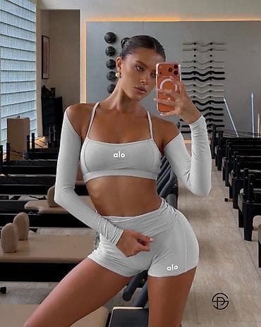 Gornji i donji deo: ✅Dvodelni sportski komplet za žene – top + kratke šorts helanke + — 3