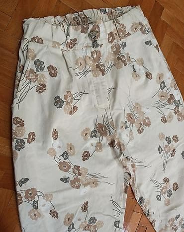 kosulja boss: Ženske pantalone sa cvetnim printom - Boja: bež podloga sa cvetovima — 2