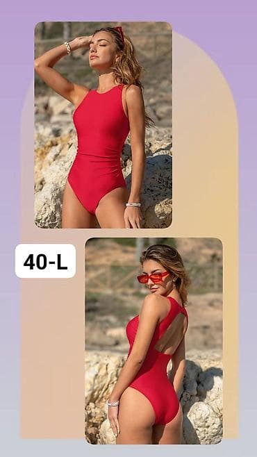 bluza 42: Jednodelni ženski kupaći kostim – crveni - Kroj: sportsko‑elegantan — 1