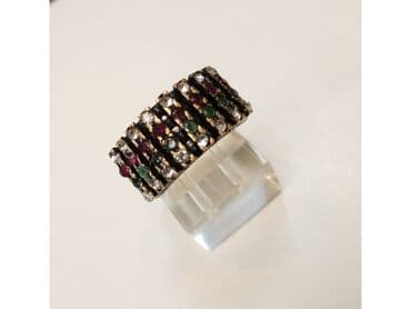 bvlgari prsten: Prsten sa žadom, cirkonom i češkim granatom Galvanizovan Obim — 1