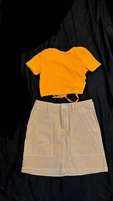 patike sa platformom: Komplet odeće – 3 dela - Kratak top u jarko narandžastoj boji — 3