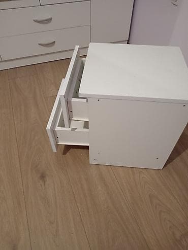 hrast namestaj sombor: Set od dve noćne komode – bela boja, moderan minimalistički dizajn. - — 5