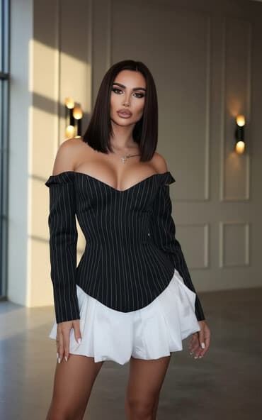 Suits: L11. Komplet Prelepa bluza + suknja/šorc Uvoz Turska S M L Cena  — 1